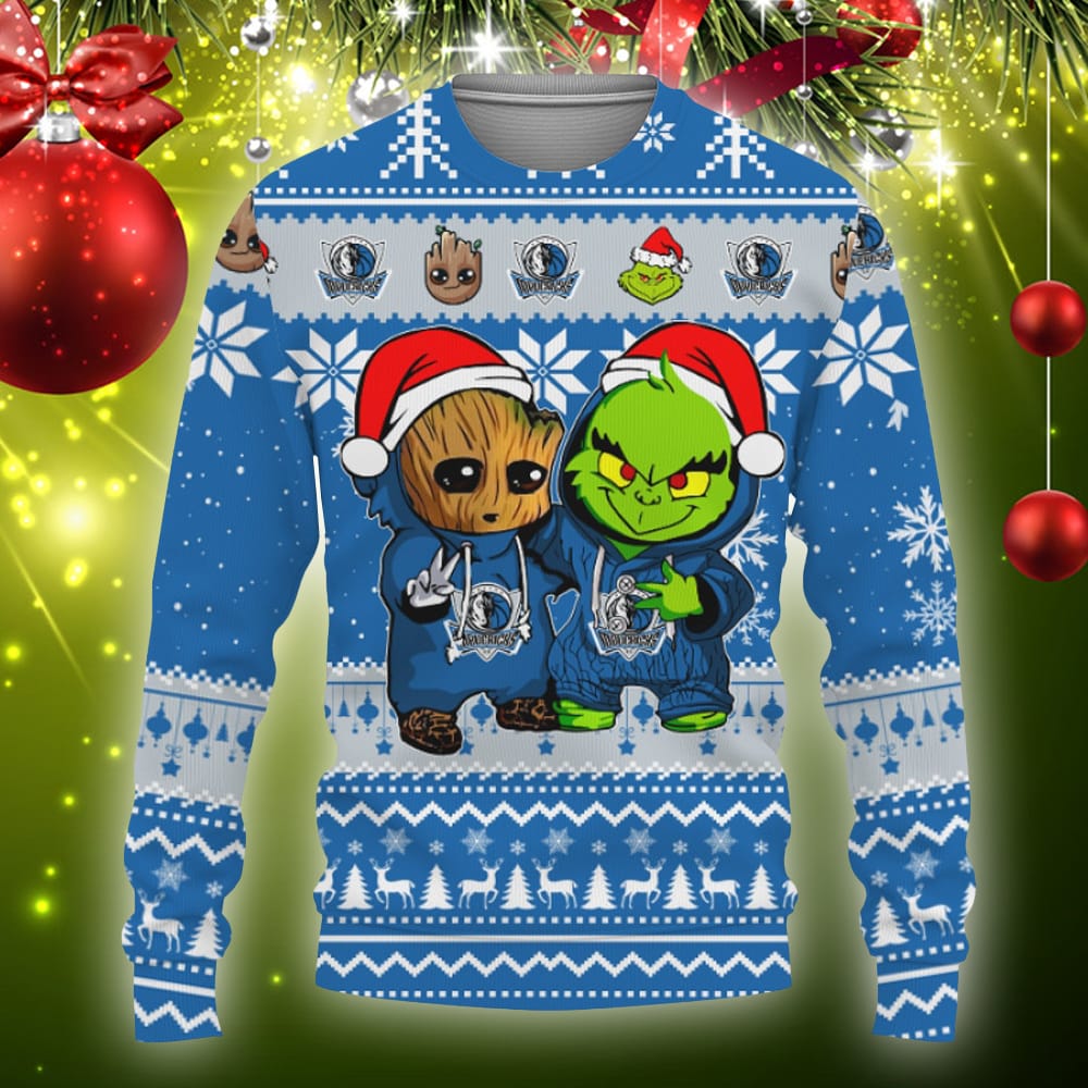 Dallas Mavericks Baby Groot And Grinch Best Friends 3D Ugly Christmas  Sweater Unisex Men and Women Christmas Gift - Banantees