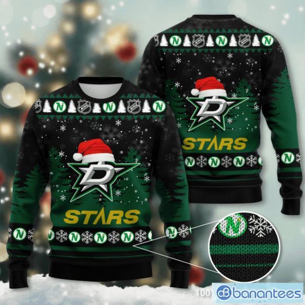 Dallas Stars Santa Hat Snowflake 3D Ugly Christmas Sweater Christmas Gift Product Photo 1