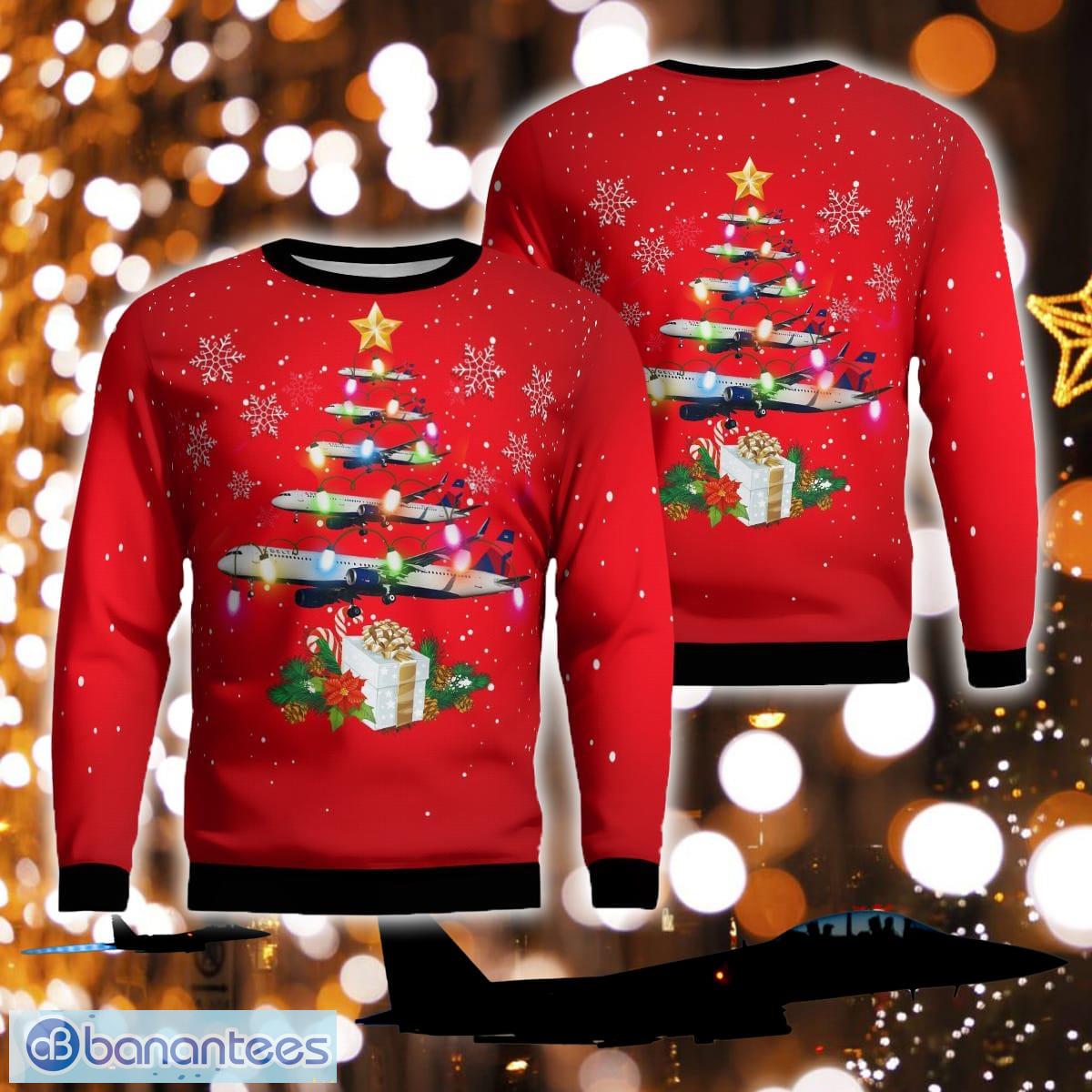 Delta Airlines Airbus A321-200 Ugly Christmas 3D Sweater - Delta Airlines Airbus A321-200 Ugly Christmas Sweater Photo 1