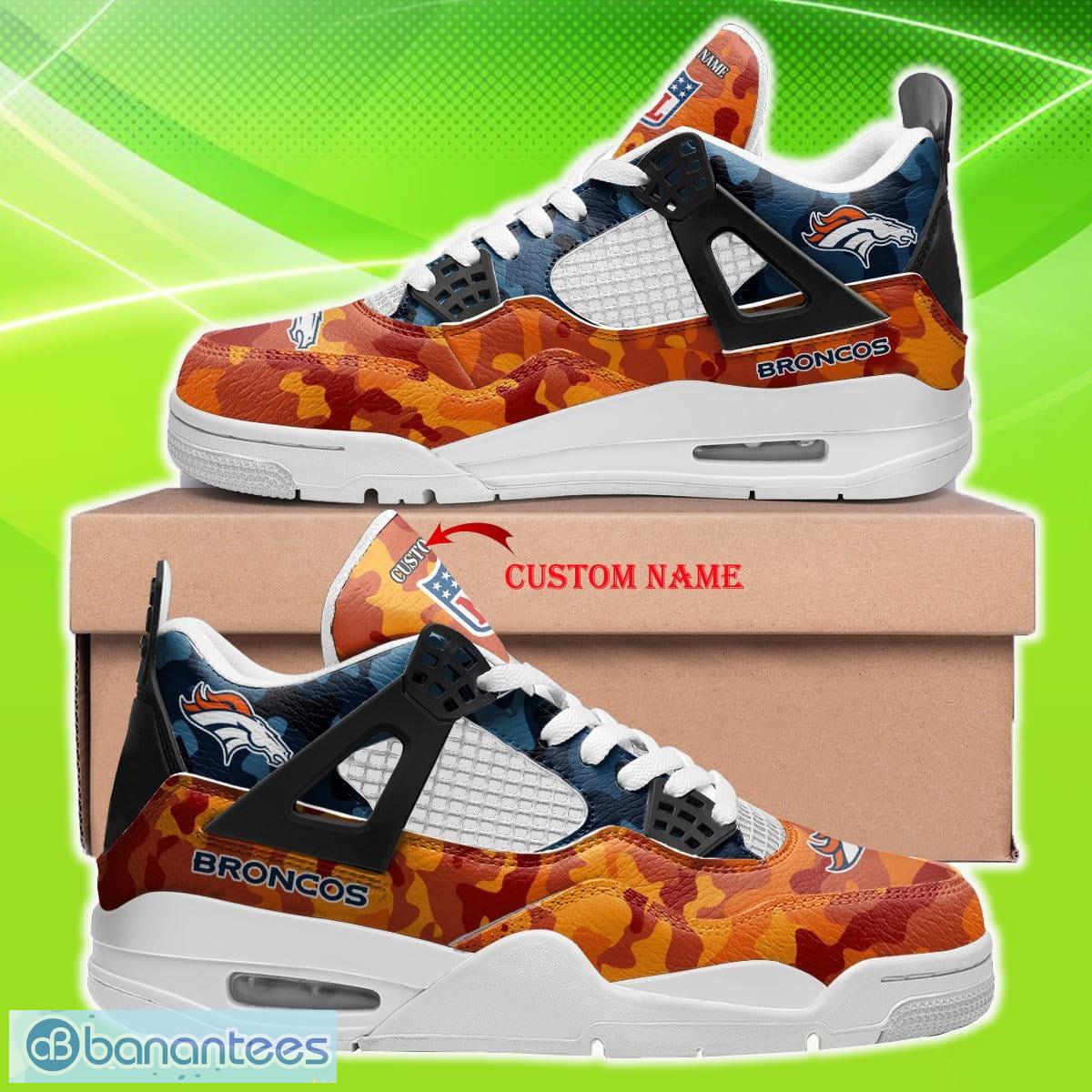 Denver Broncos Custom Name Air Jordan 4 Shoes Camo Best For Men And Women Gift Fans - Denver Broncos Personalized Jordan 4_1