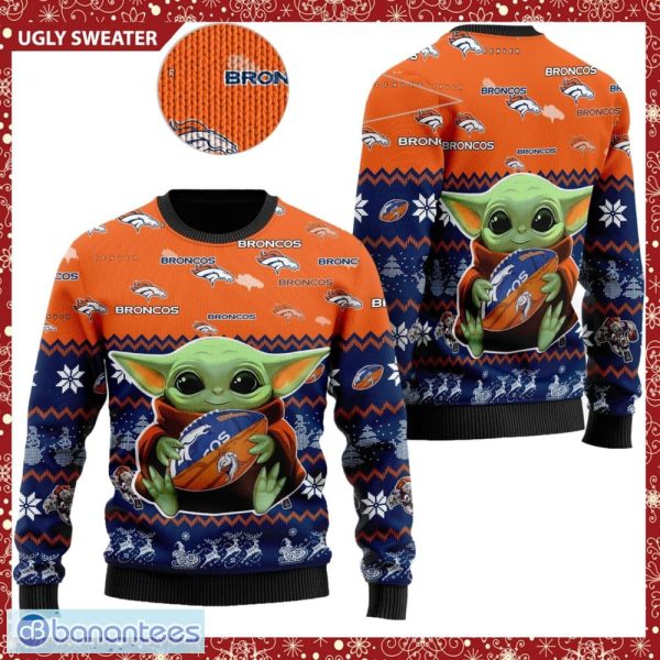 Tis The Season Christmas Gift Baby Yoda Groot Football Fans Denver Broncos  3D Hoodie For Men And Women