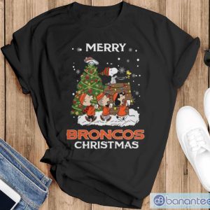 Denver Broncos Snoopy Family Christmas Shirt - Black T-Shirt