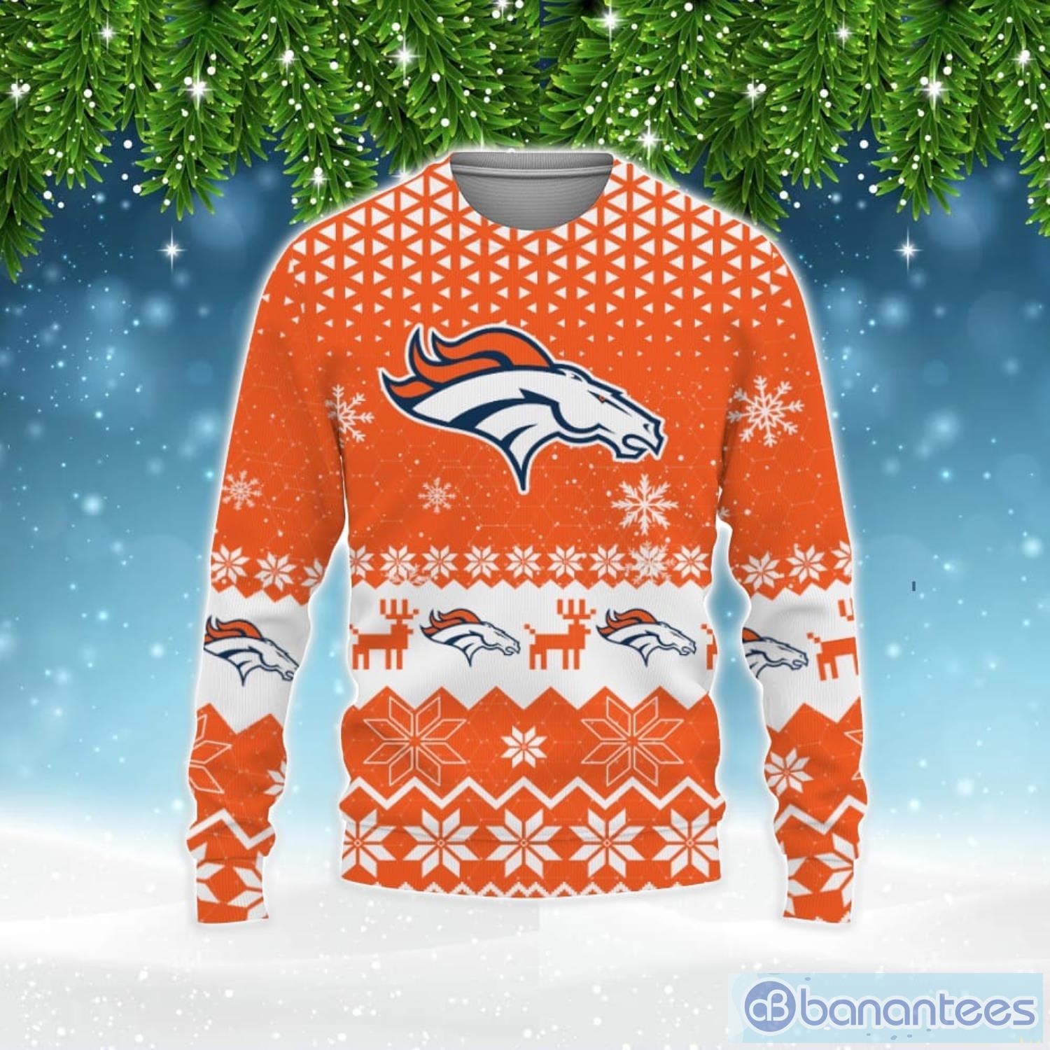 Christmas Gift Denver Broncos Christmas Snowflakes Pattern 3D Ugly  Christmas Sweater For Men And Women