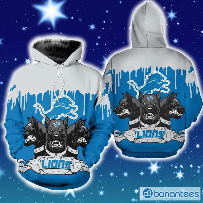 Detroit Lions Christmas 3D Hoodie Zip Hoodie Blue Print Holiday Gift For  Fans - Banantees