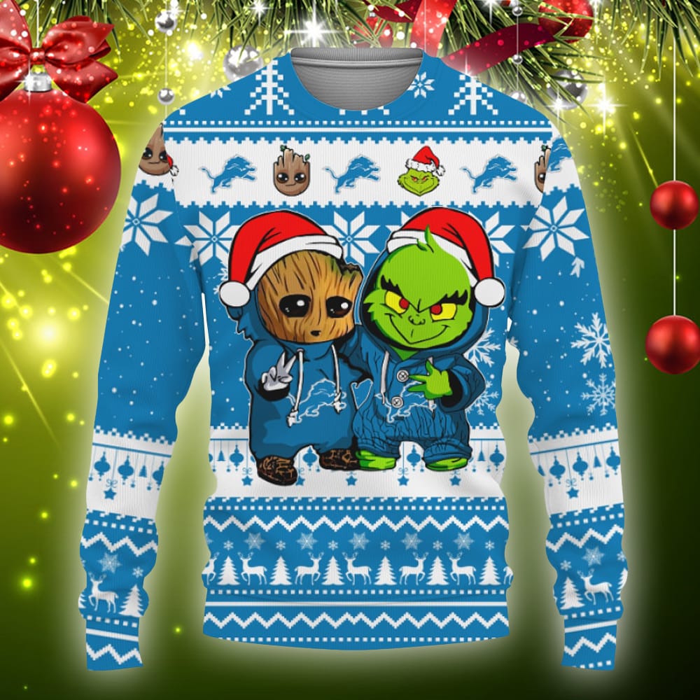 Detroit Tigers Baby Groot And Grinch Best Friends Football American  Christmas 3D Hoodie - Anynee