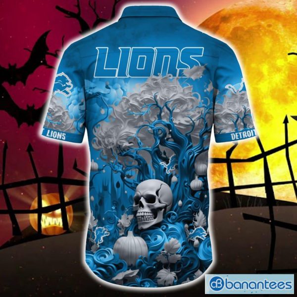 Detroit Lions Mystery Skull And Flower Funny Hawaiian Shirt Gift Halloween  - Banantees