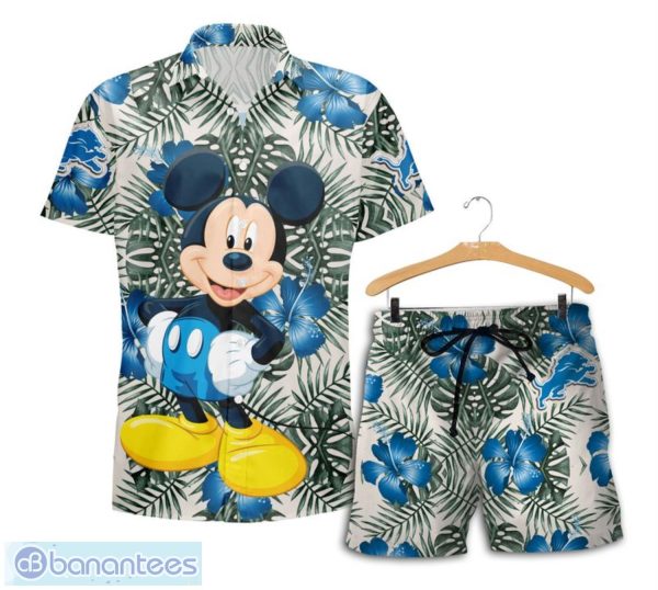 Detroit Lions Mickey Hawaiian Shirt and Shorts Funny Summer Gift Product Photo 1