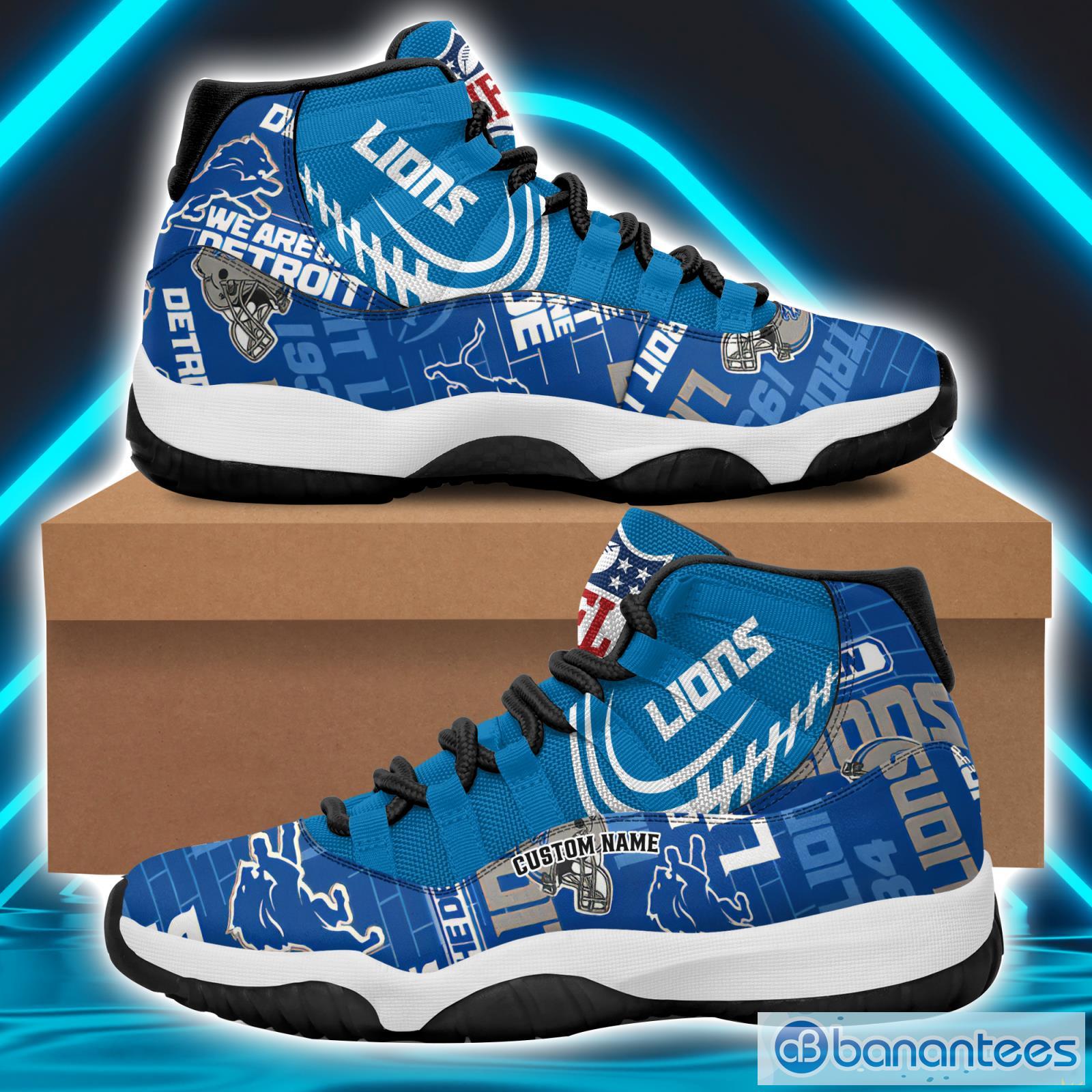 Detroit Lions Custom Name Air Jordan 11 Sneakers Shoes