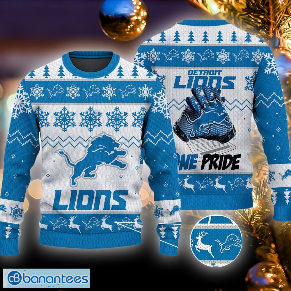 Nfl Detroit Lions Custom Name And Number For Sport Fans Ugly Christmas  Sweater - Banantees