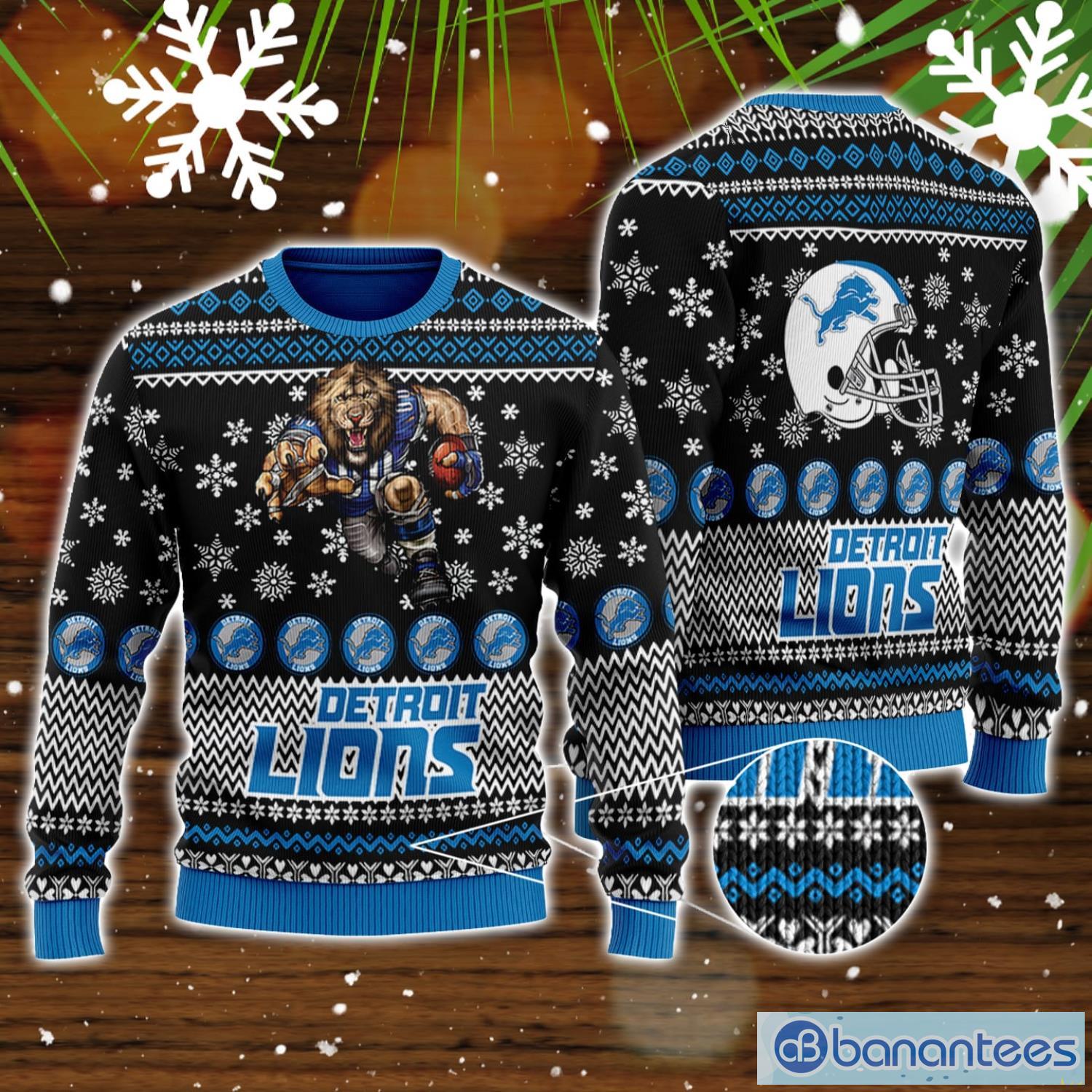 Detroit Lions Football Team Logo Ugly Christmas Sweater Custom