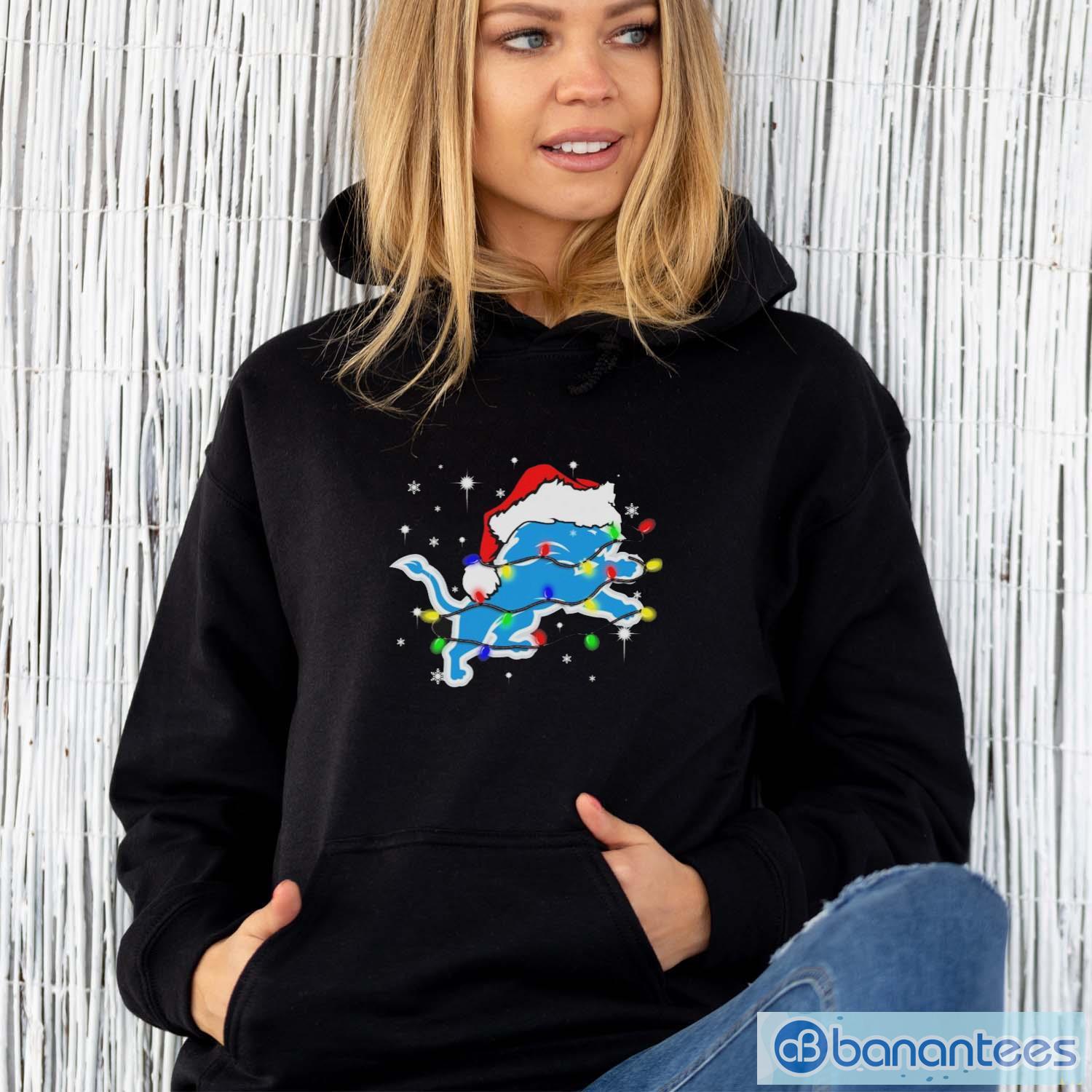 Detroit Lions Santa Hat Christmas Light Shirt, hoodie, sweater, long sleeve  and tank top