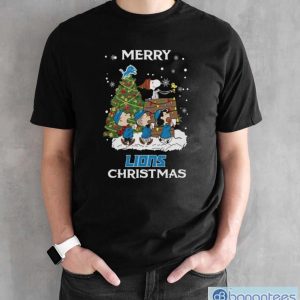 Detroit Lions Snoopy Family Christmas Shirt - Black Unisex T-Shirt