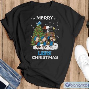 Detroit Lions Snoopy Family Christmas Shirt - Black T-Shirt