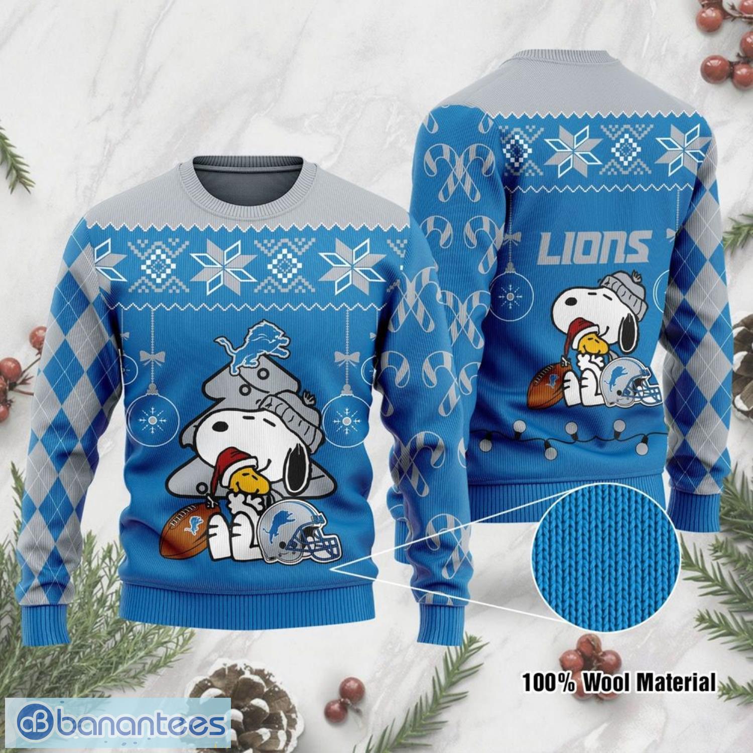 Detroit Lions Logo Knitted Snowflakes Pattern Ugly Christmas Sweater -  Banantees