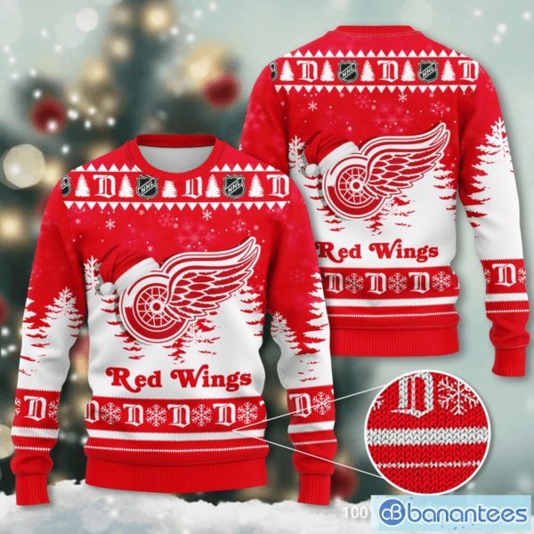 Detroit Red Wings Santa Hat Snowflake 3D Ugly Christmas Sweater Christmas Gift Product Photo 1