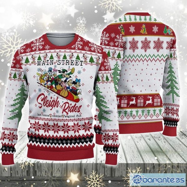 Disney Mickey and Friends Sleigh Rides Ugly Sweater Christmas Christmas Gift For Men And Women Party Holiday Product Photo 1