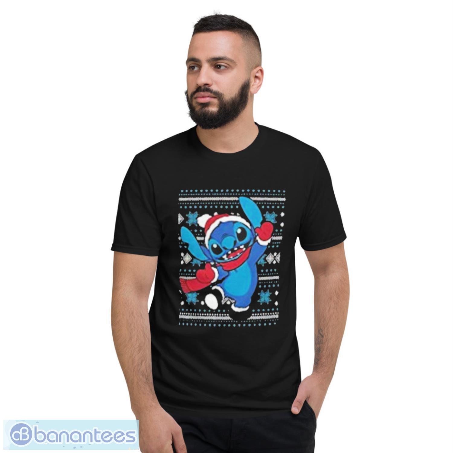 Disney Santa Stitch Ugly Christmas Sweater - Short Sleeve T-Shirt Disney Santa Stitch Ugly Christmas Sweater - Short Sleeve T-Shirt