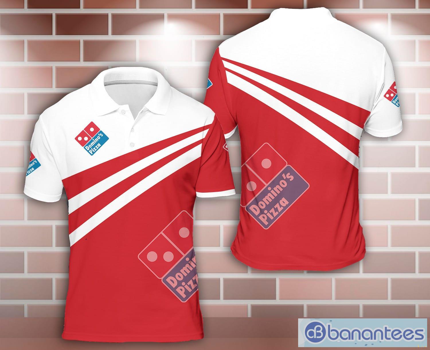 dominos pizza 3d sport polo shirt white red nice gift image domino's pizza 3D Sport Polo Shirt White Red Nice Gift Product Photo