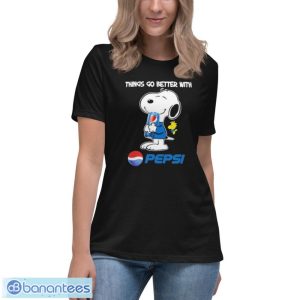 Snoopy and woodstock things go better with pepsi shirt - Women's Relaxed Short Sleeve Jersey Tee