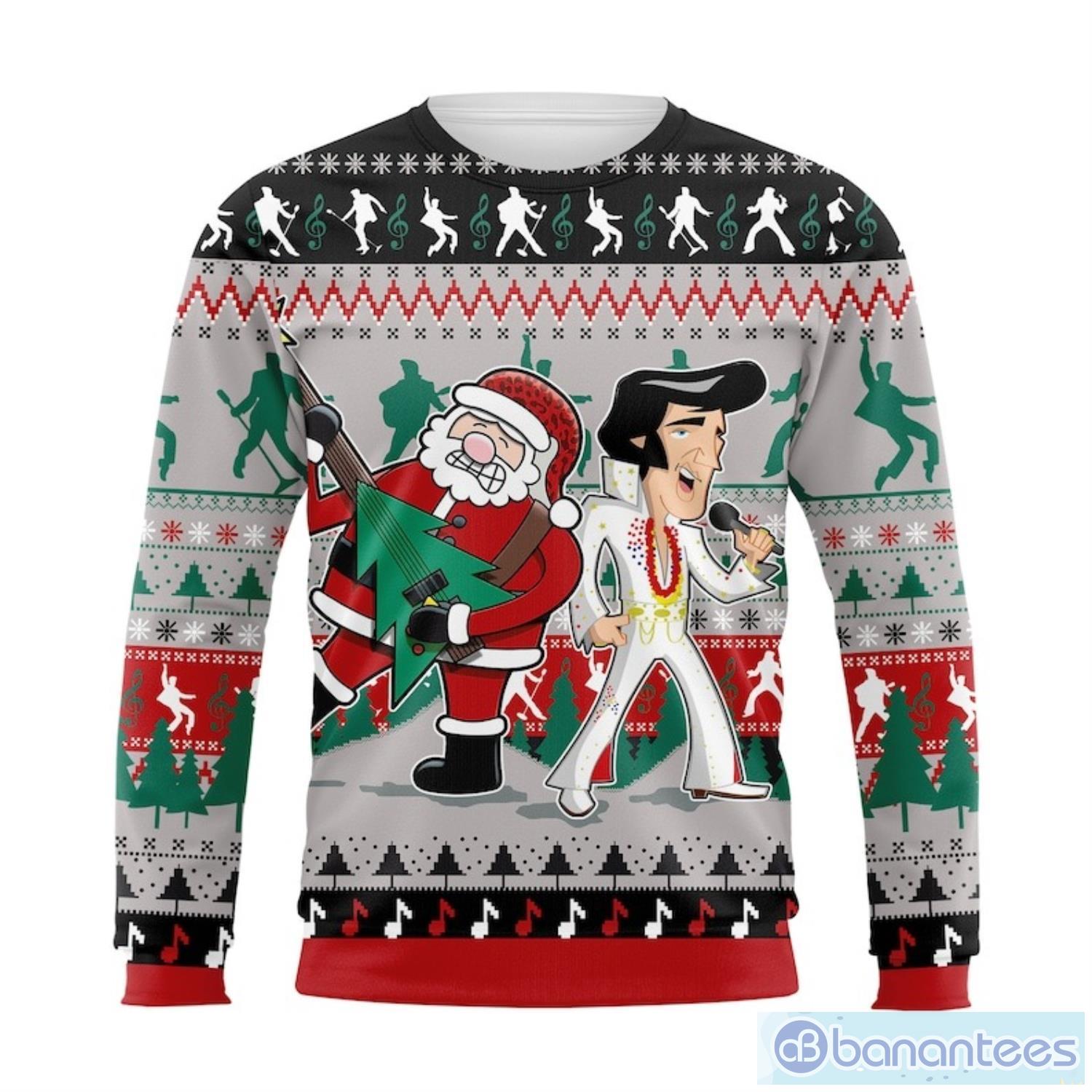 Elvis With Grandma Christmas Ugly Sweater All Over Printed Sweater Christmas  Gift - Banantees