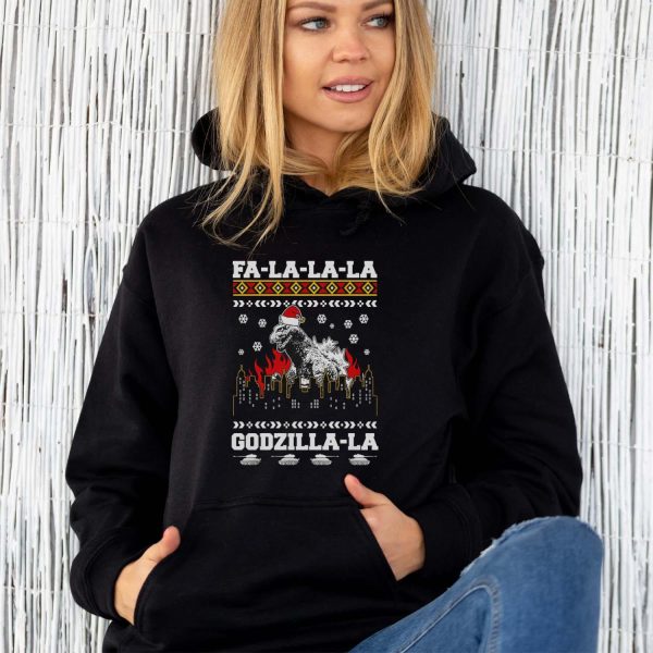 Fa La La La Quotes T-shirt, Giant Monster Christmas Sweatshirts, Santa Monster Movie Xmas - Unisex Hoodie