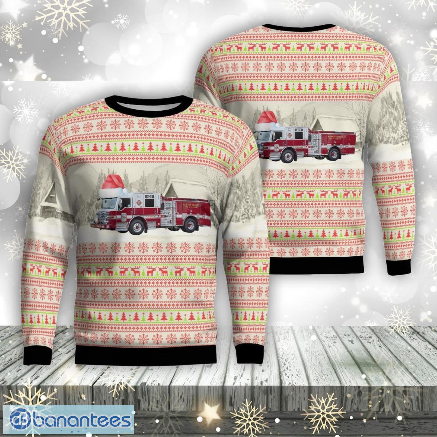 fairfax virginia fairfax county fire rescue department aop ugly sweater family gift image Fairfax, Virginia, Fairfax County Fire & Rescue Department Aop Ugly Sweater Family Gift Product Photo 1