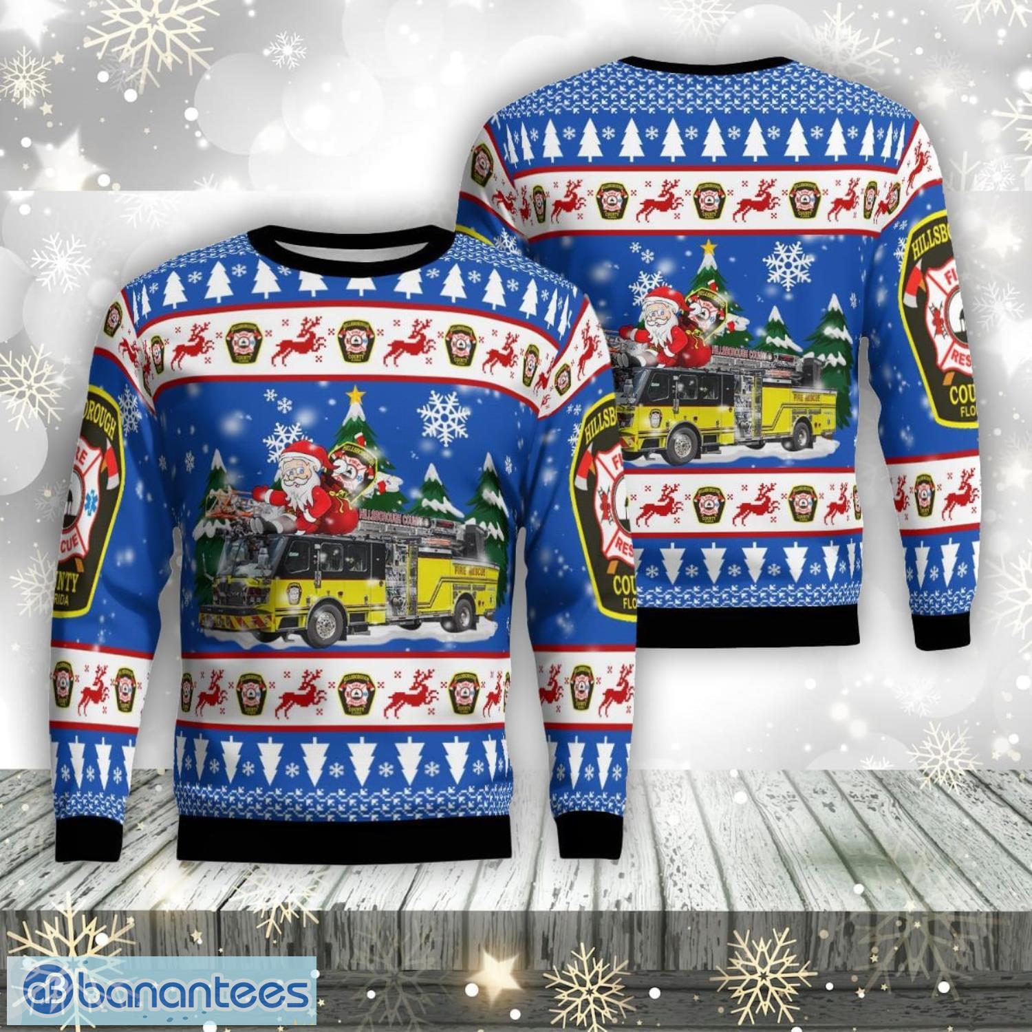florida hillsborough county fire department christmas ugly sweater 3d xmas gifty gift image Florida, Hillsborough County Fire Department Christmas Ugly Sweater 3d Xmas Gifty Gift Product Photo 1