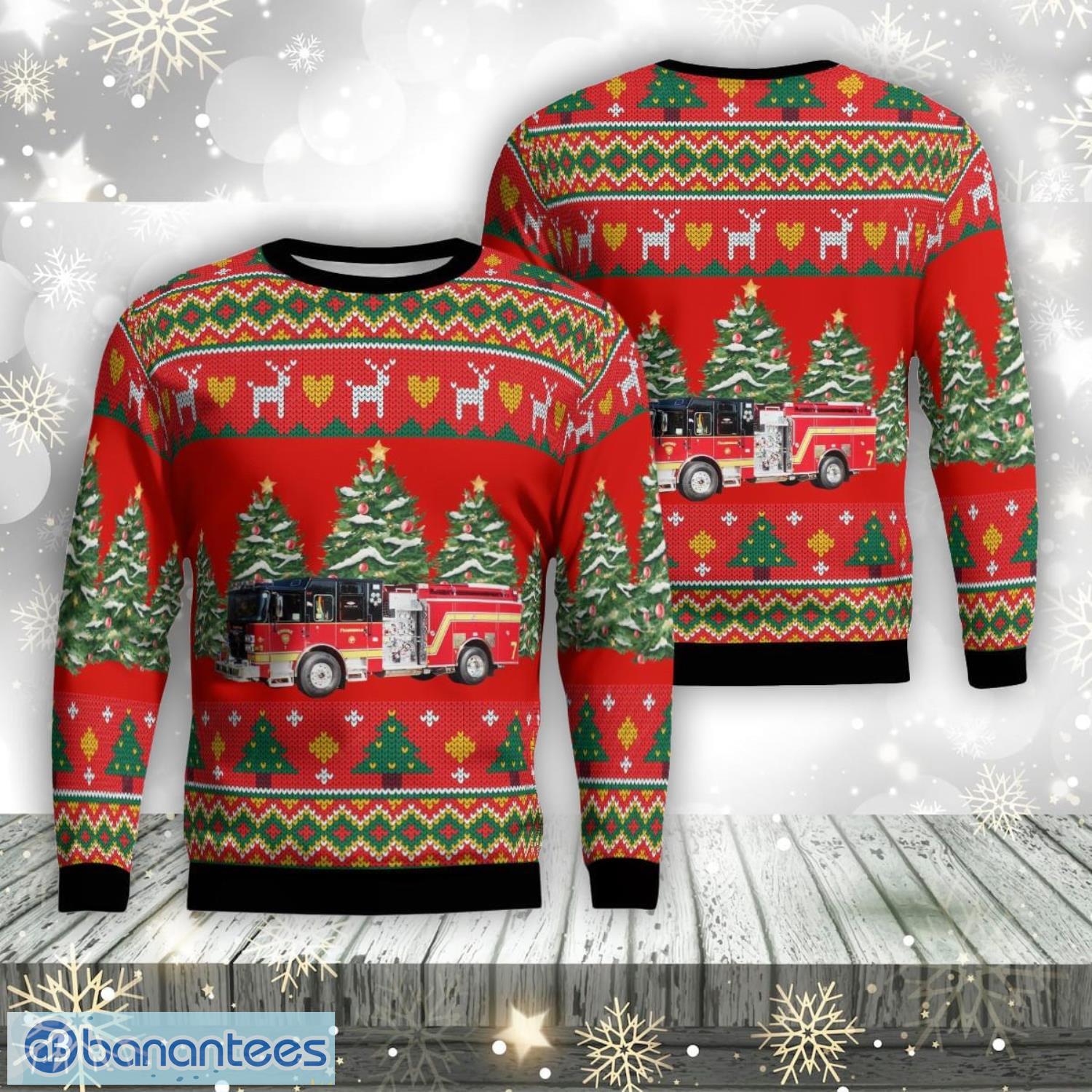 framingham massachusetts framingham fire department aop ugly sweater family gift image Framingham, Massachusetts, Framingham Fire Department Aop Ugly Sweater Family Gift Product Photo 1