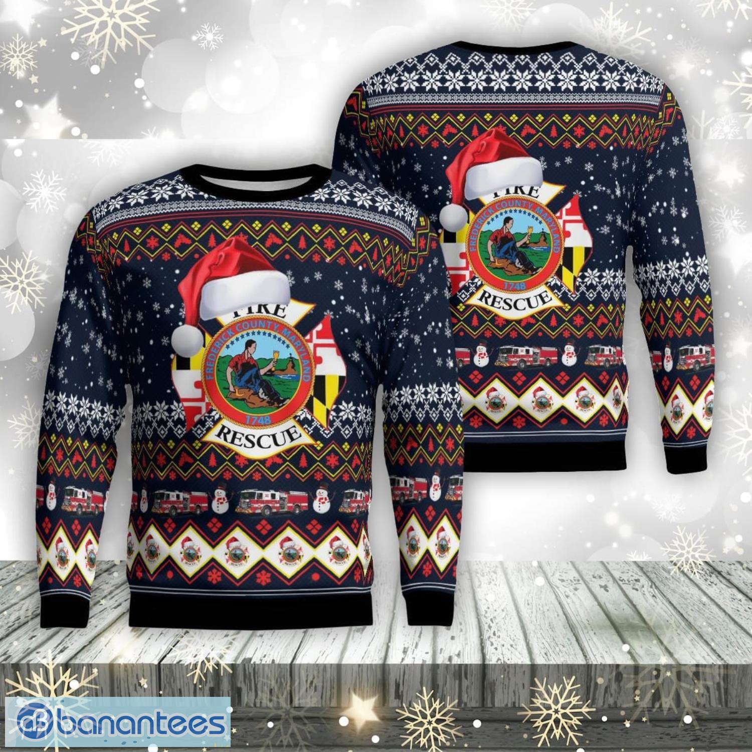 frederick county md fire rescue christmas aop ugly sweater family gift image Frederick County (Md) Fire & Rescue Christmas Aop Ugly Sweater Family Gift Product Photo 1