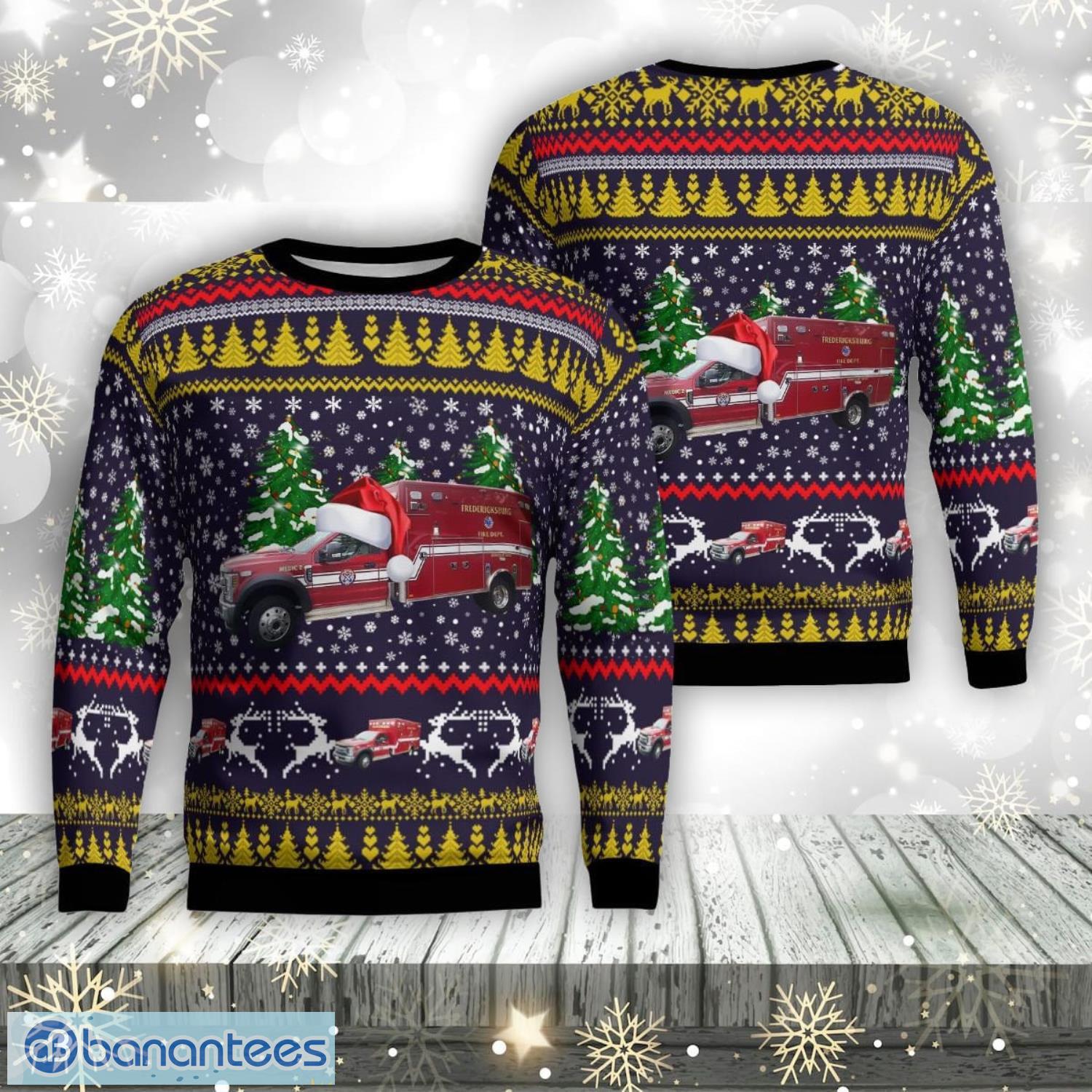 fredericksburg fire department medic 2 forest tree aop ugly sweater family gift image Fredericksburg Fire Department Medic 2 Forest Tree Aop Ugly Sweater Family Gift Product Photo 1