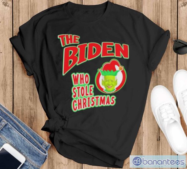 Funny Biden who stole Christmas Grinch t-shirt - Black T-Shirt