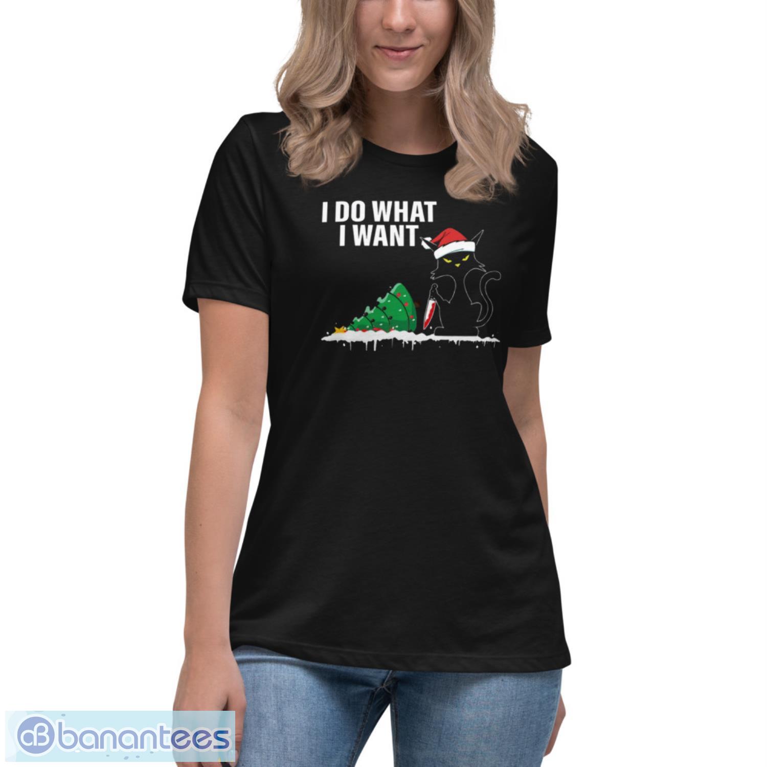 funny-cat-knocking-over-christmas-tree-i-do-what-i-want-unisex-vintage-t-shirt-4.jpeg Funny Cat Knocking Over Christmas Tree I Do What I Want Unisex Vintage T-Shirt - Women's Relaxed Short Sleeve Jersey Tee