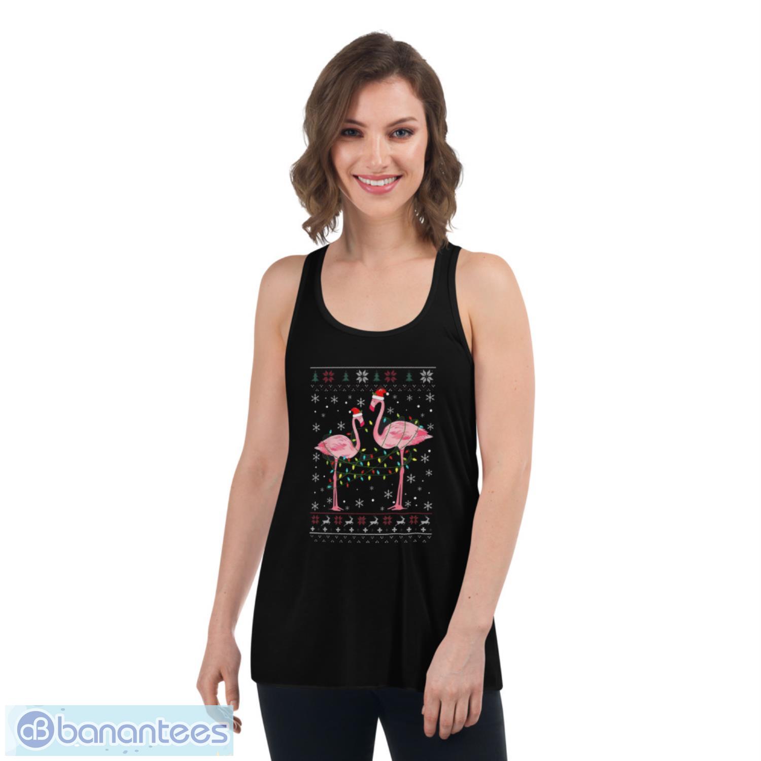 Funny Flamingos With Santa Hats Vintage T-Shirt - Women's Flowy Racerback Tank Funny Flamingos With Santa Hats Vintage T-Shirt - Women's Flowy Racerback Tank