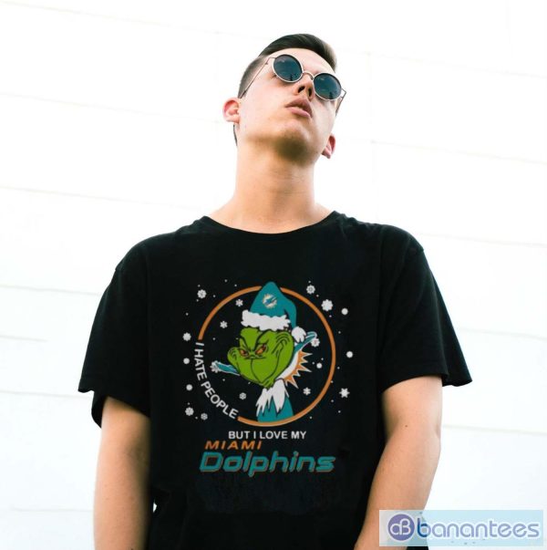 Funny I Hate People But I Love My Miami Dolphins Grinch Shirt - G500 Gildan T-Shirt