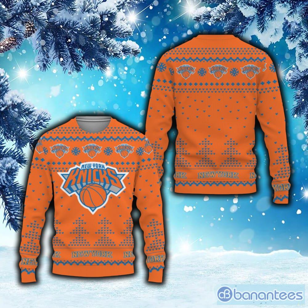 New York Knicks Basketball Team Reindeer Pattern Ugly Christmas
