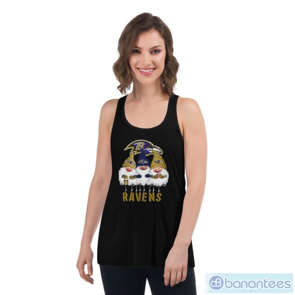 Gnomies Baltimore Ravens Christmas Shirt - Women's Flowy Racerback Tank