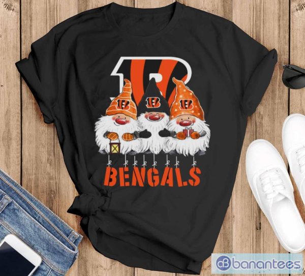 Gnomies Cincinnati Bengals Christmas - Black T-Shirt