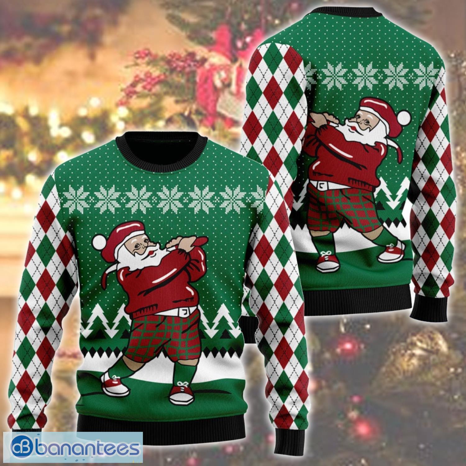 Golfing santa clearance ugly sweater