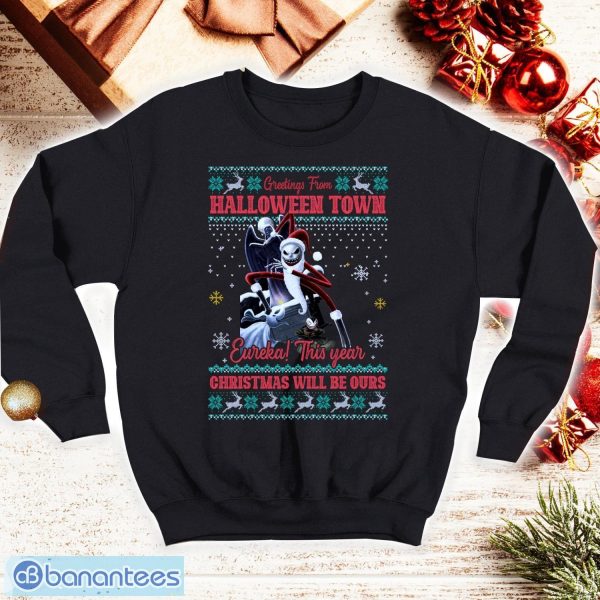 Greetings From Halloween Town Ugly Christmas Shirt Jack Skellington Nightmare Before Christmas Shirt Product Photo 1