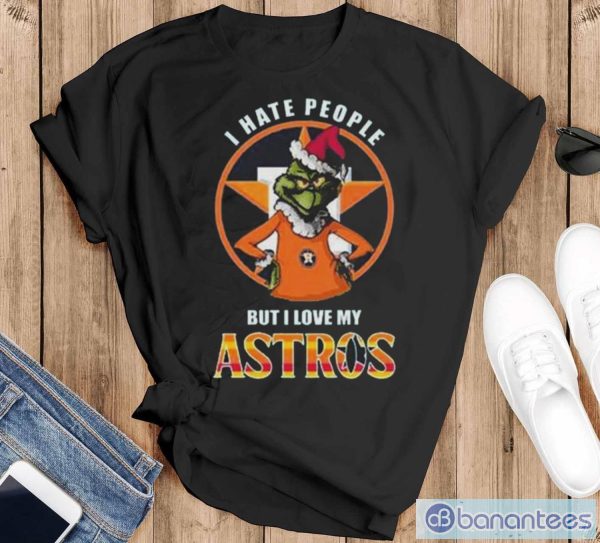 Grinch Christmas I Hate People But I Love My Houston Astros 2023 T-shirt - Black T-Shirt