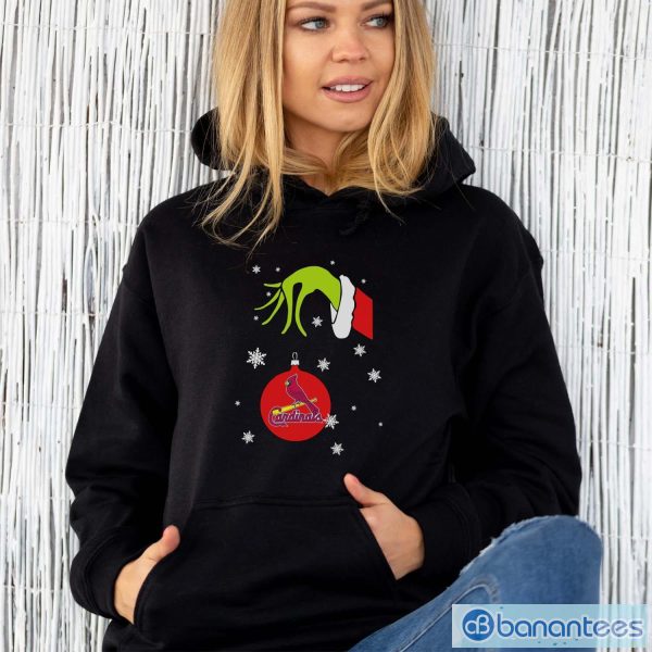 Grinch Hand holding Ornament St.Louis Cardinals Snowflake Christmas Sweater - Unisex Hoodie