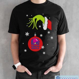 Grinch Hand holding Ornament Taco Bell Snowflake Christmas Sweater - Black Unisex T-Shirt