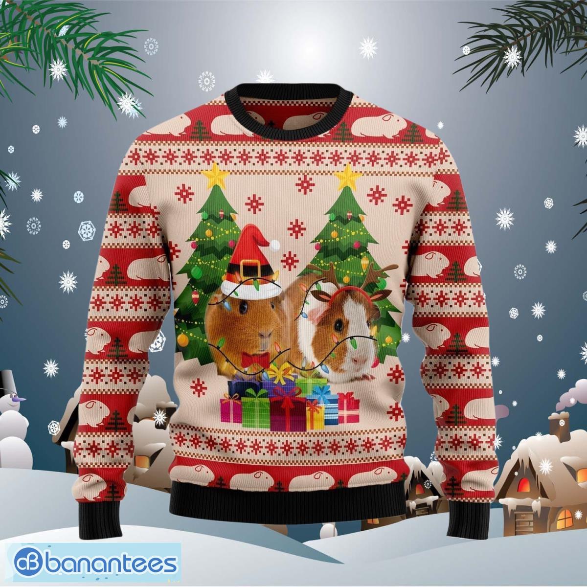 Dabbing Through The Snow Guinea Pig Ugly Christmas Sweater Gift Men Women -  Limotees