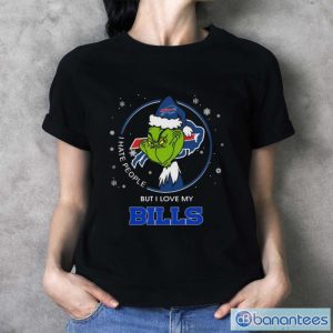 Santa Grinch I Hate People But I Love Buffalo Bills Christmas 2023 Shirt - Ladies T-Shirt