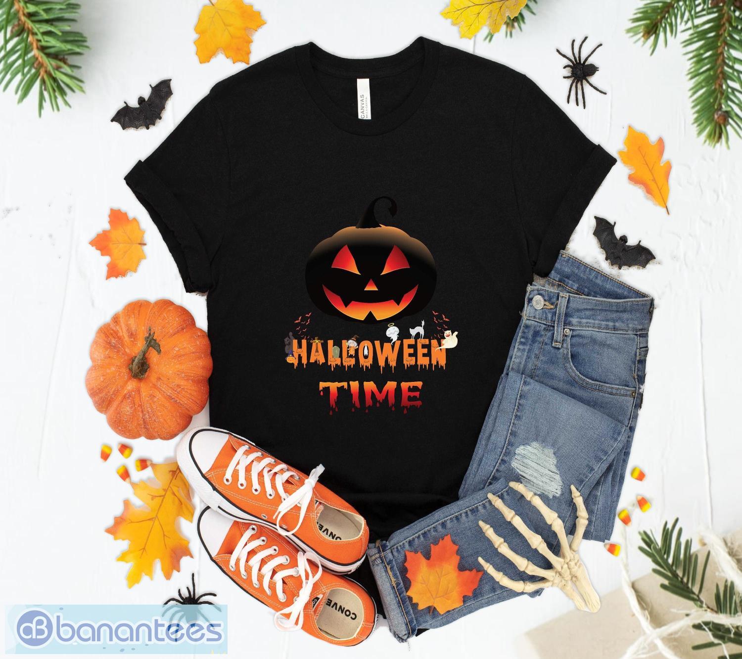 halloween time pumpkin t shirt sweatshirt hoodie unisex halloween party gift image Halloween Time Pumpkin T-Shirt Sweatshirt Hoodie Unisex Halloween Party Gift Product Photo 1