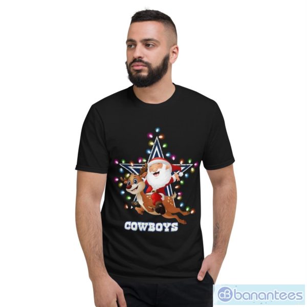 High Quality Nfl Dallas Cowboys Christmas Santa Riding Reindeer T Shirt - Short Sleeve T-Shirt