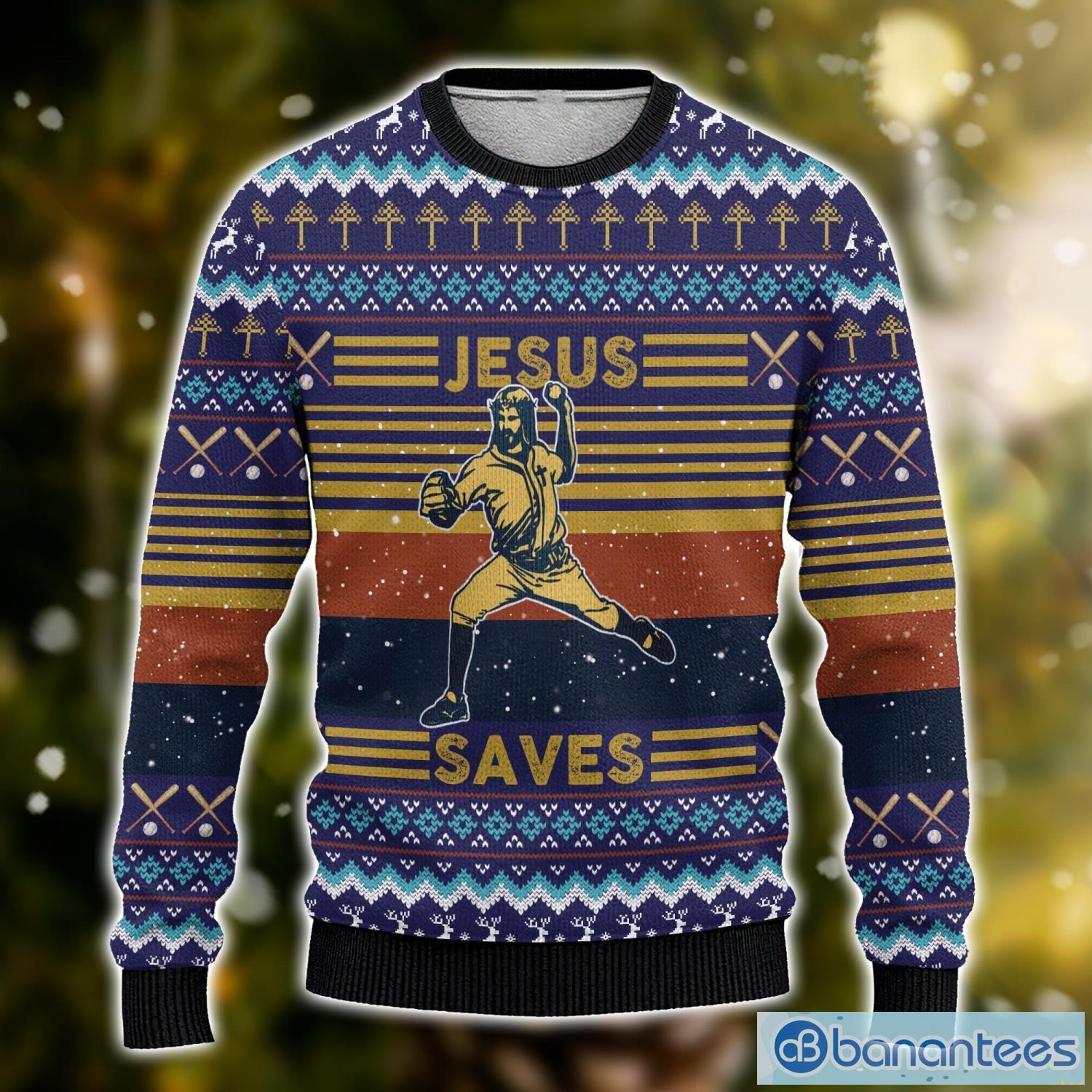 Ugly Christmas Party Unisex Ugly Christmas Sweater Jesus Saves