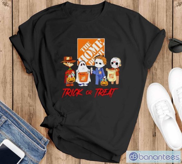 Horror characters chibi home depot trick or treat halloween t-shirt - Black T-Shirt