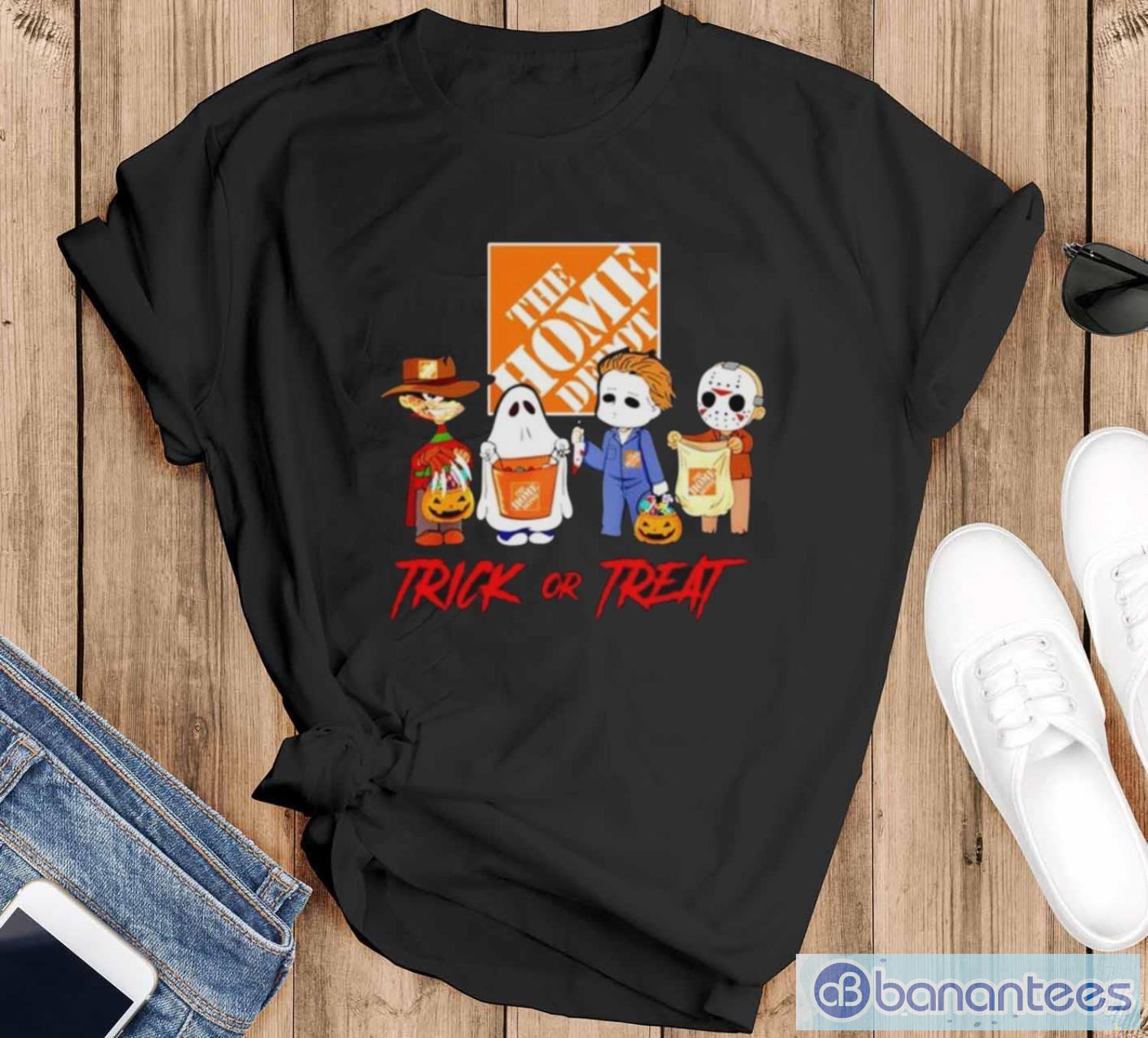 horror characters chibi home depot trick or treat halloween t shirt image Horror characters chibi home depot trick or treat halloween t-shirt - Black T-Shirt