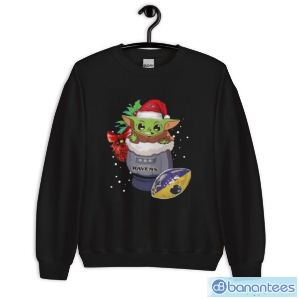 Hot Baltimore Ravens Christmas Baby Yoda Star Wars Funny Happy Nfl T-Shirt - Unisex Crewneck Sweatshirt